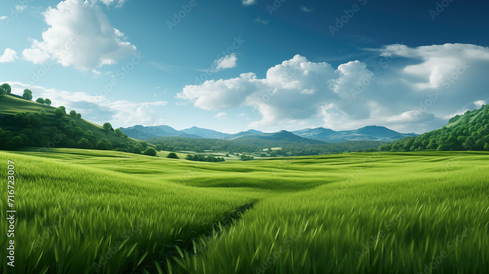 a beautiful long road in a grass field, impressive relaxing nature wallpaper