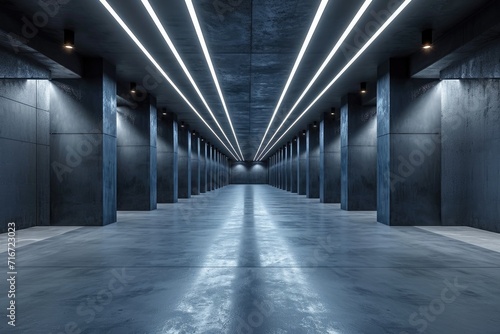 A Dark Futuristic Modern Garage Showroom. Generative Ai. © Planum