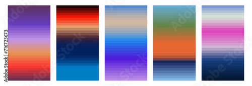 Striped Gradient. Colorful background. Sunset Palettes collection. Spectrum of colors. Bold Gradient for depth dimension of design, Colorful mirage, Sunset in Futuristic and brutalism style, Abstract