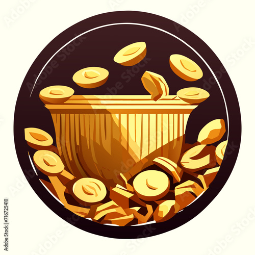 Wooden bowl of fresh oat flakes on white background. Vector illustration. Generative AI