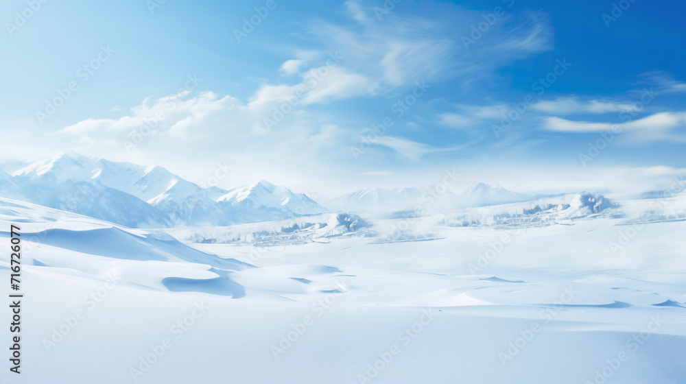 beautiful blue and white sky in winter, landscape artwork