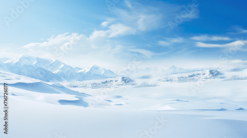 beautiful blue and white sky in winter, landscape artwork