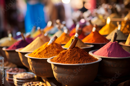 Colorful spices in the souk of Marrakesh, Morocco photo