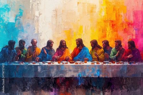 The Last Supper in style of abstract painting