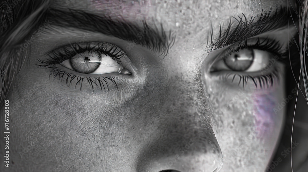 Naklejka premium The athlete's eyes and eyebrows, expressing determination and concentration at the time of the com