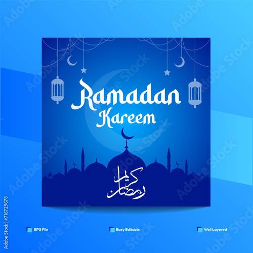 Ramadan Kareem Islamic greeting Social Media Post Vector Template