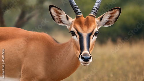 Magnificent antelope impala in savannah. Antelop animal portrait. digital art
