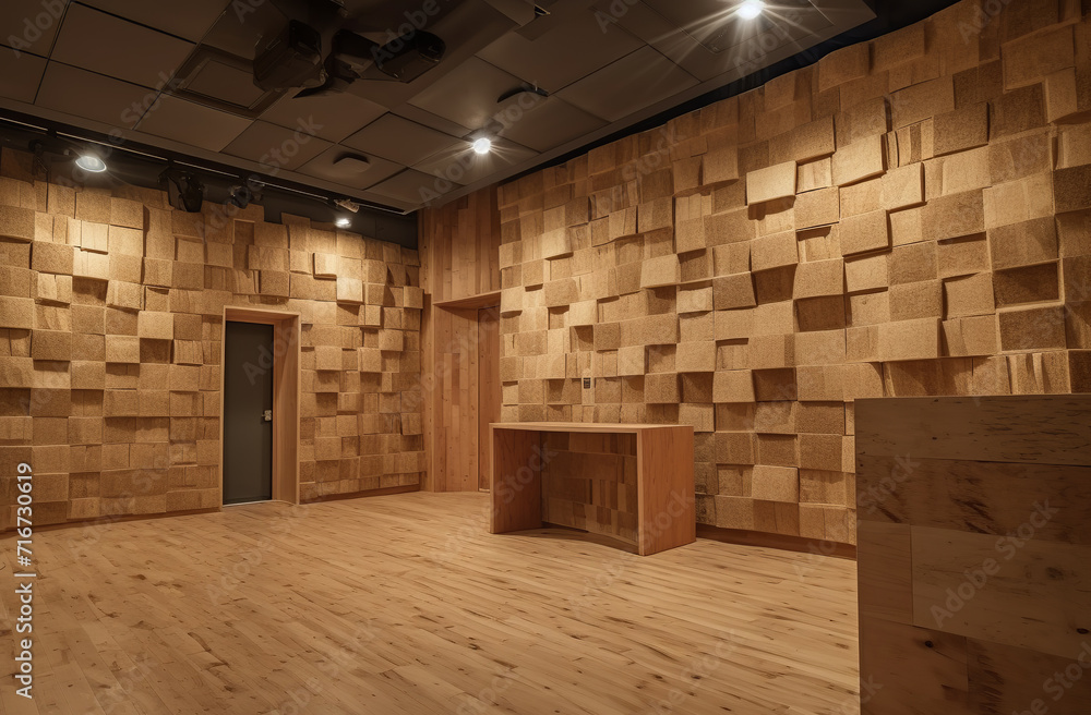 Fototapeta premium Soundproof room, recording studio made entirely from eco