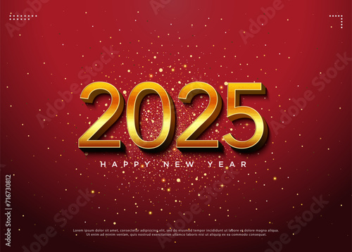gold glitter decoration and transparent beautiful bubbles for 2025 new year celebration.