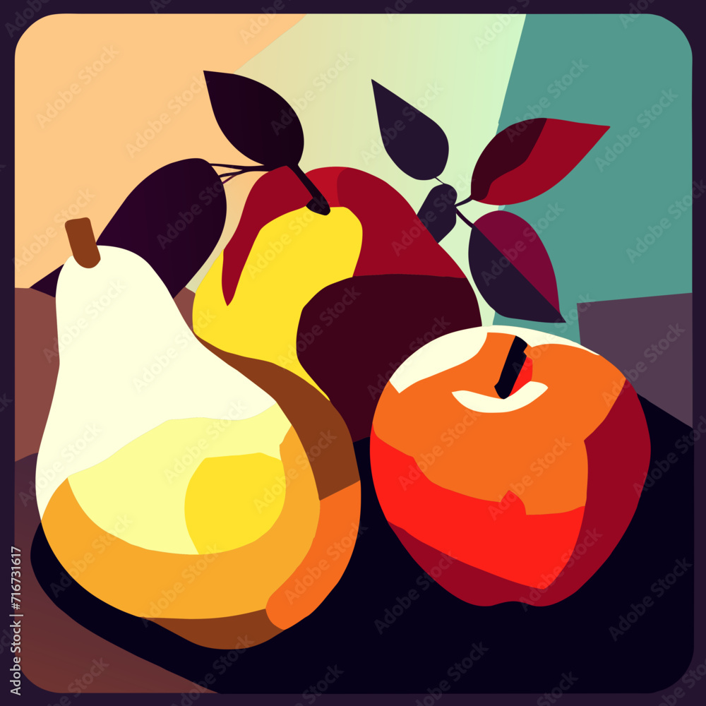 custom made wallpaper toronto digitalVector illustration of apples and pears in a flat style on a dark background. AI generated