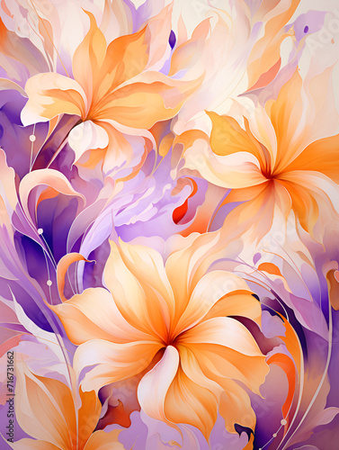 Abstract purple and orange floral background  © TatjanaMeininger