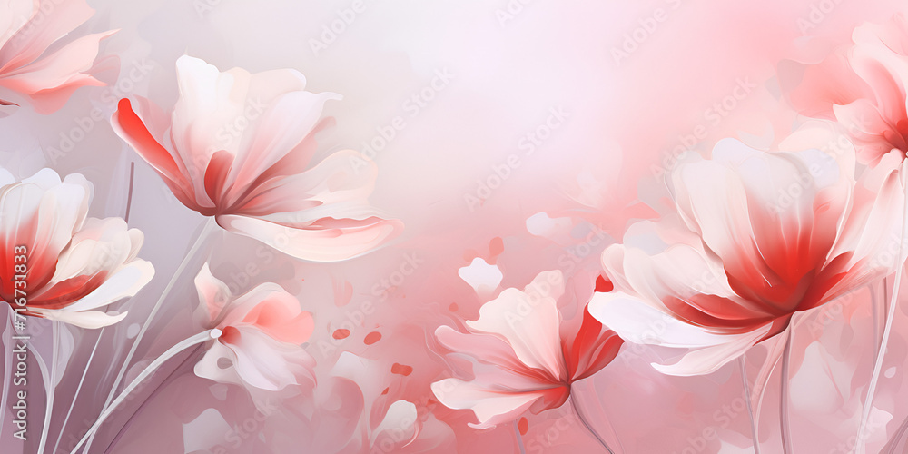 Abstract white and red floral background 