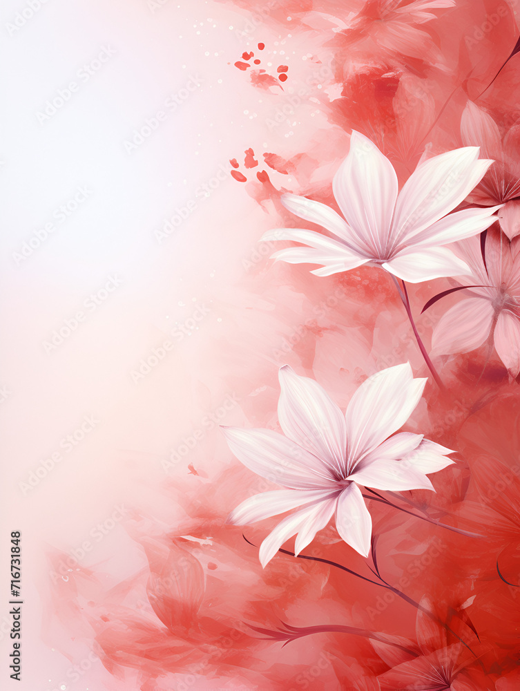 Abstract white and red floral background 