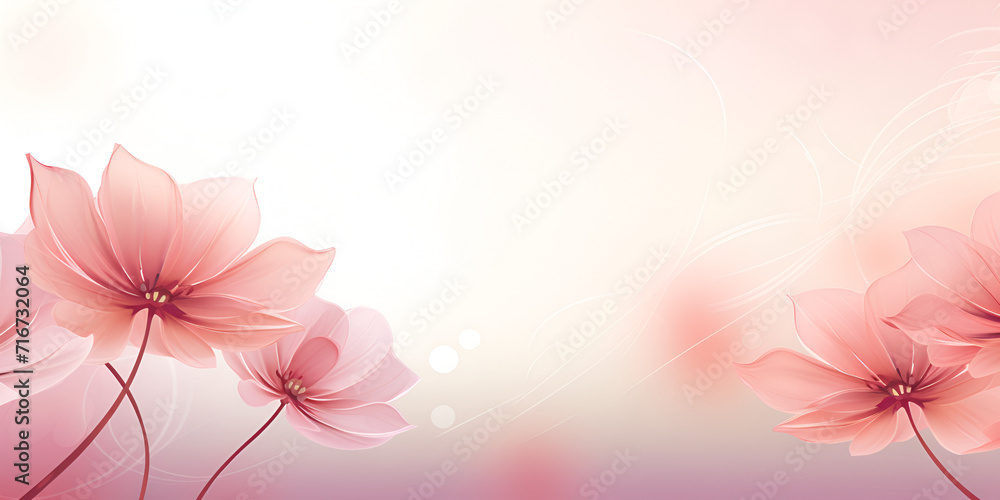 Pastel pink abstract floral background with copy space