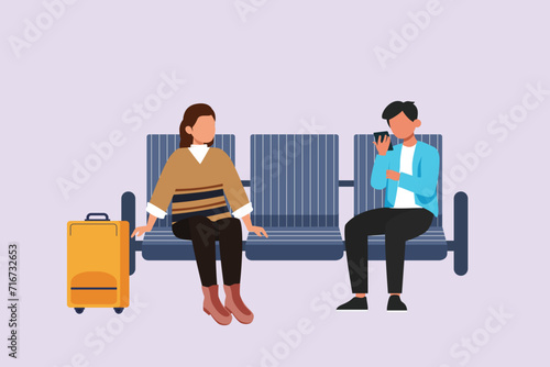 Journey or trip concept. Colored flat vector illustration isolated.
