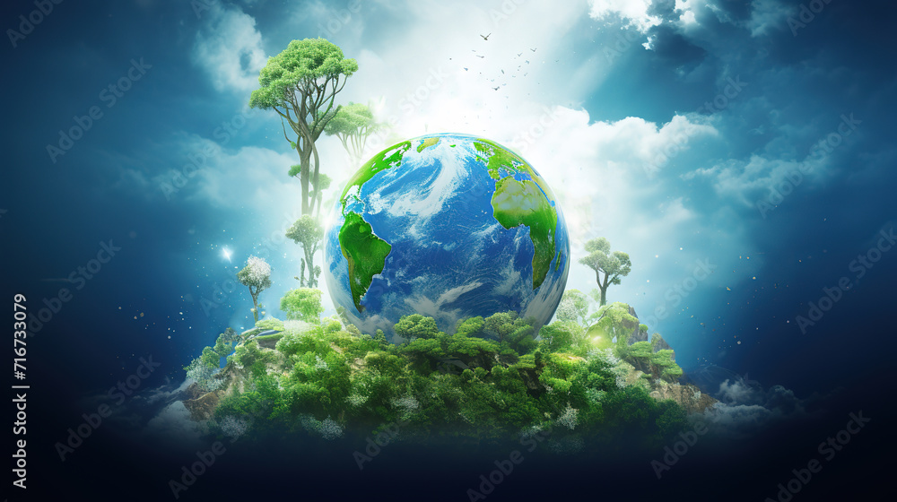 Naklejka premium Background to World Wildlife Day, cartoon campaign illustrations for protected animals and plants,AI generated.