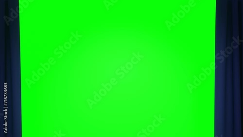3d animation of blue theater curtains on green screen