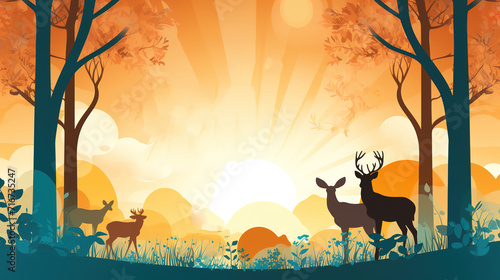 Background to World Wildlife Day  cartoon campaign illustrations for protected animals and plants AI generated.