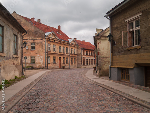 Street in the city of Kuldiga in Latvia.
