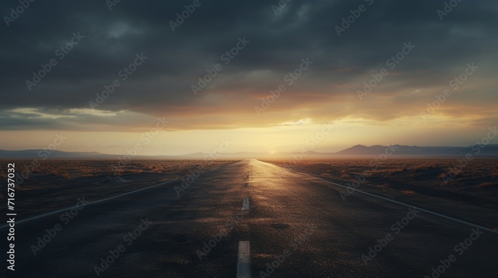 A desolate road disappearing into the horizon, the journey ahead obscured by uncertainty