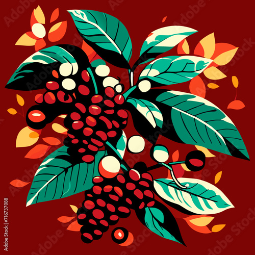 Wallpaper Mural Autumn leaves and berries. Vector illustration in a flat style. AI Generated Torontodigital.ca