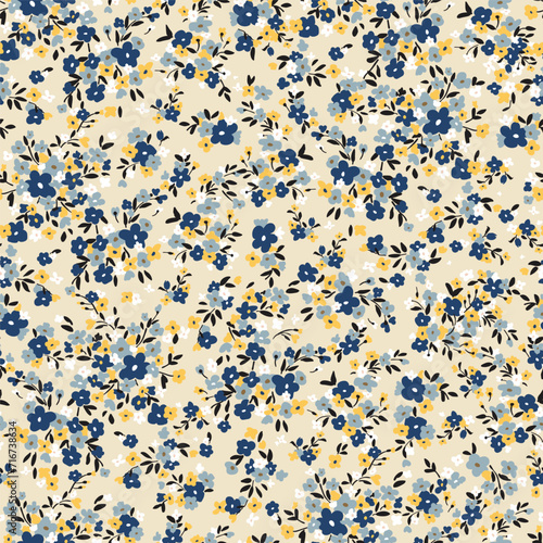 Hand drawn ditsy flowers on a pastel background. Vector seamless pattern