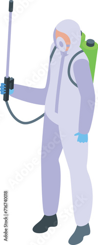 Sanitize service worker icon isometric vector. Travel cleaning. Aircraft disinfection