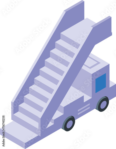 Truck stairs aircraft icon isometric vector. Medical aviation. Safety viral