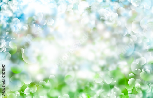 Fresh green spring background with bokeh defocused lights and stars