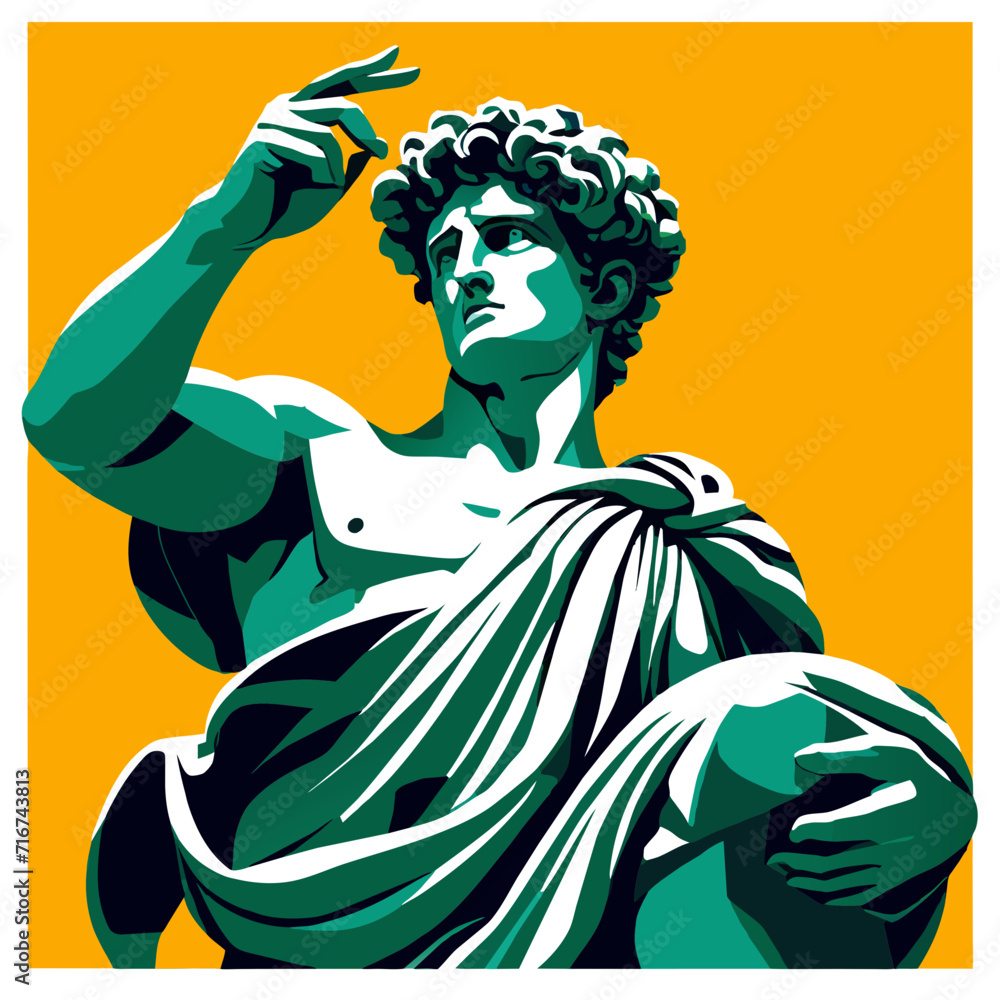 Obraz premium Statue of the Greek goddess Hephaestus, vector illustration AI generated