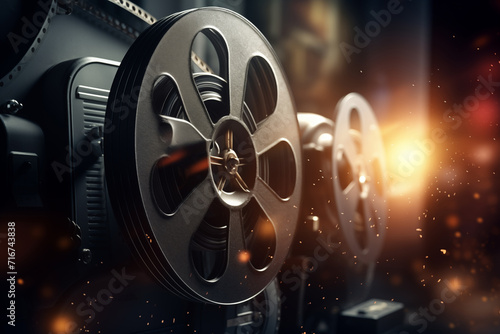 Close up of film projector photo