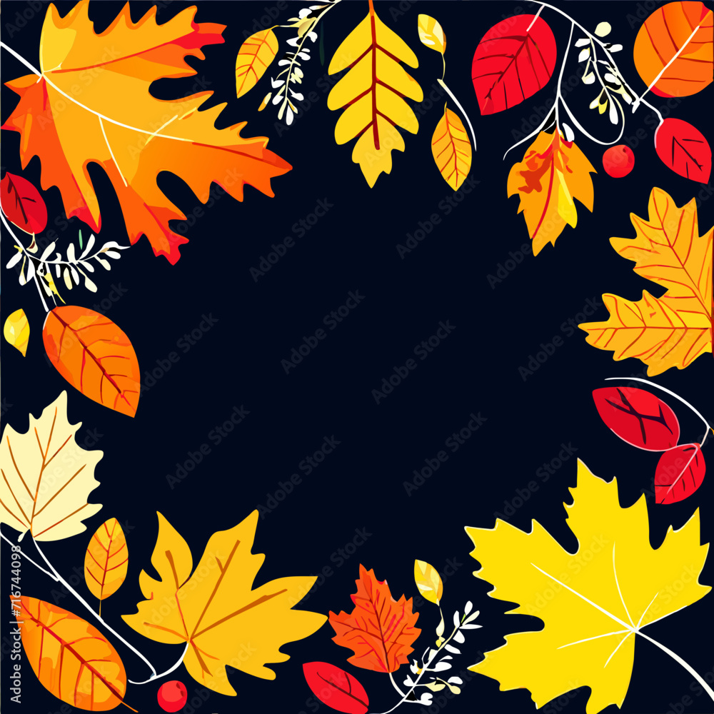 Autumn background with colorful leaves. Vector illustration for your design. Generative AI
