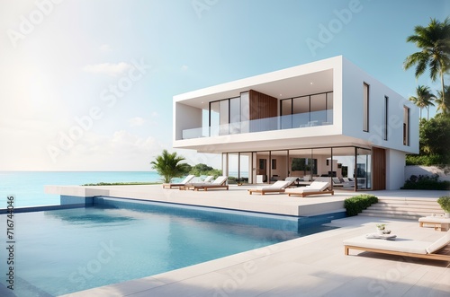 Luxurious modern villa with swimming pool and sea views