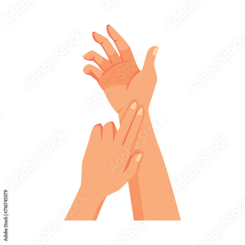 Human Hand with Fingers on Wrist Measure Pulse Vector Illustration