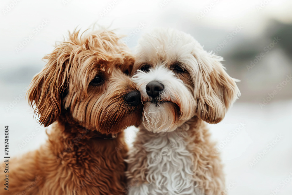 Two dogs on a Valentines Day date. Two dogs on a Valentines Day date.