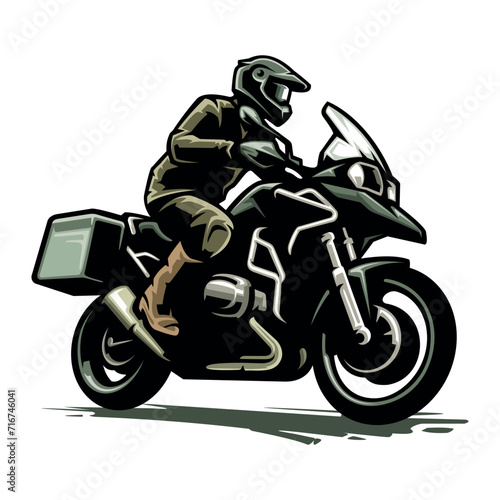 Biker Riding Adventure Motorbike Vector