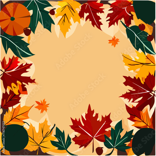 Autumn background with maple leaves and acorns. Vector illustration. Generative AI
