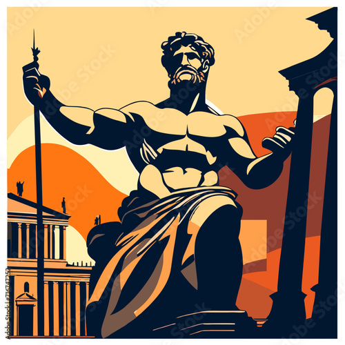 Statue of the Roman Emperor Constantine in Rome, Italy. Vector illustration AI generated