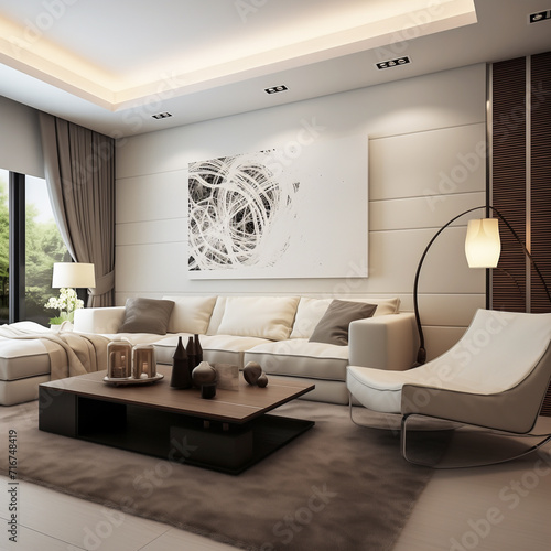 Beautiful modern living room design light minimalist style