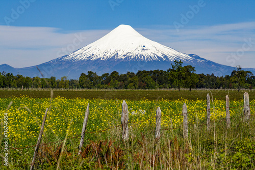 Obraz na płótnie Vulkan Osorno und Lago Llanquihue, Puerto Octay, Seengebiet, Chile, Südamerika w salonie