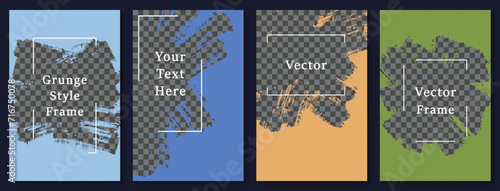 Brush stroke painted frame social media story post template set.