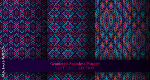 Hypnotic geometric chevron seamless tracery collection. Native american motif...