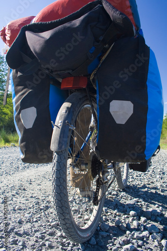 Obraz na płótnie Nahaufnahme eines Fahrrades, Carretera Austral, Chile w salonie