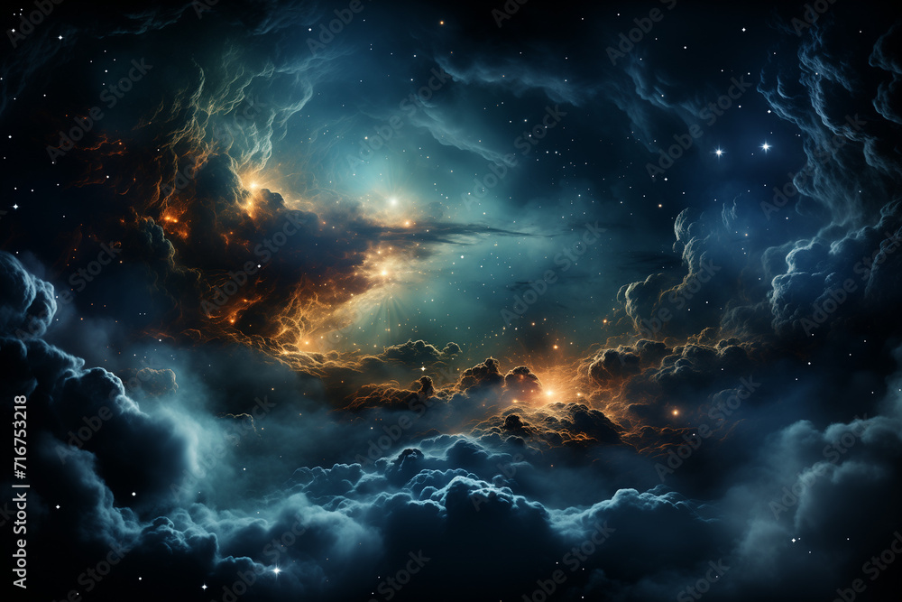 abstract deep space image with stars and clouds_5