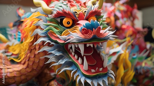 Chinese dragon puppet made from paper in Lunar new Year festival