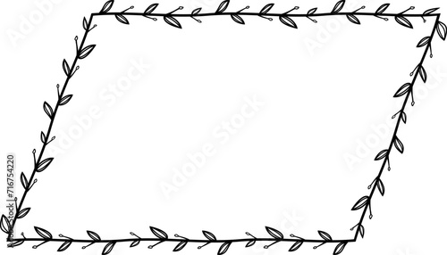 Parallelogram frame isolated branches flower wreath leaf floral vector decoration border botanical minimalist wedding frames congratulations anniversary valentine winner award romantic 