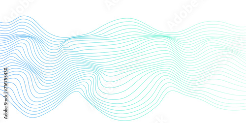 Vector blue wavy ocean flowing dynamic lines isolated on transparent background. wavy ocean curve lines background. Design for banner, flyer, cover, technology, science, brochure, ocean.