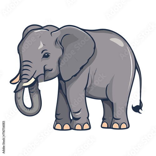 elephant animal cartoon  color icon  white background vector illustration.AI GENERATED © SekhSadi