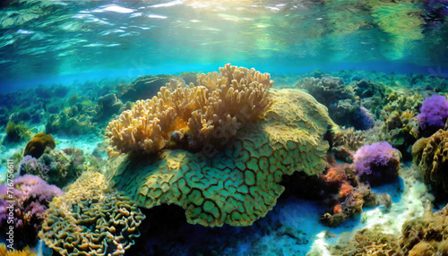 A Colorful Underwater Reef Ecosystem: Exploring the Exotic Marine Life in Blue Sea