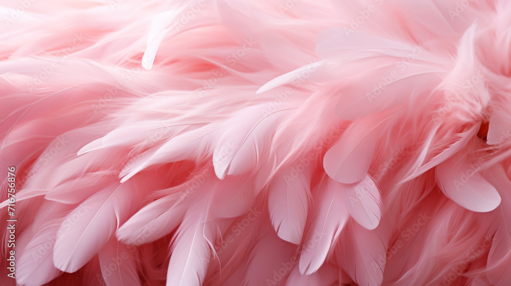 Close up of light pink luxurious feather background with copying spaces. Generative AI Close up of light pink luxurious feather background with copying spaces. Generative AI